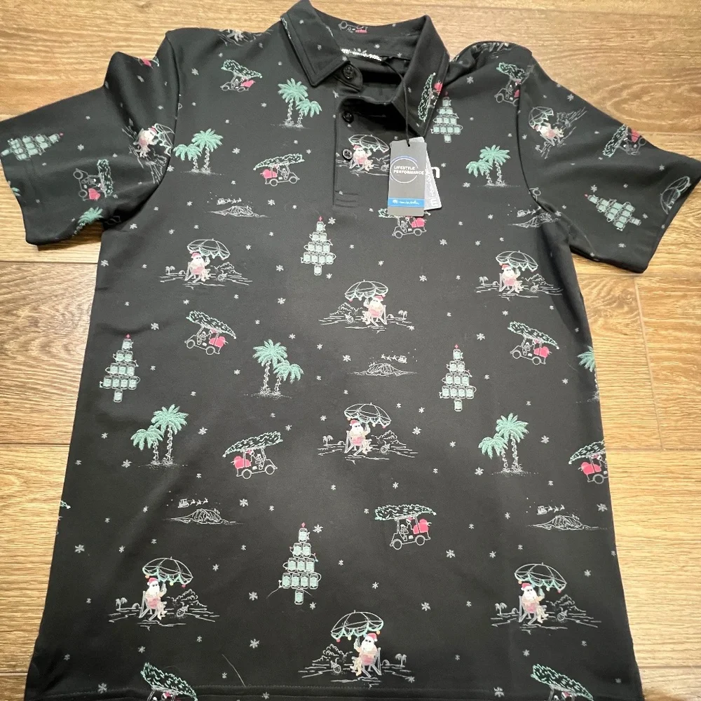 Travis Mathew California Christmas Polo Shirt New With Tags Golf Holiday Shirt S - Picture 1 of 10